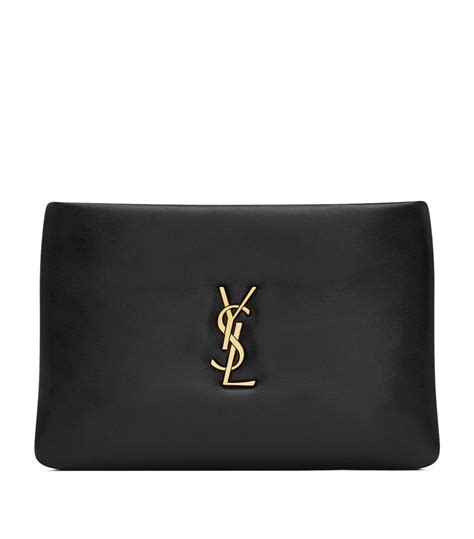 Saint Laurent Mini Lambskin Calypso Pouch in Black